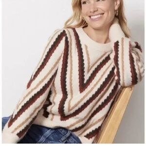 NWT Evereve Georgia Pullover Chevron Sweater Size XL